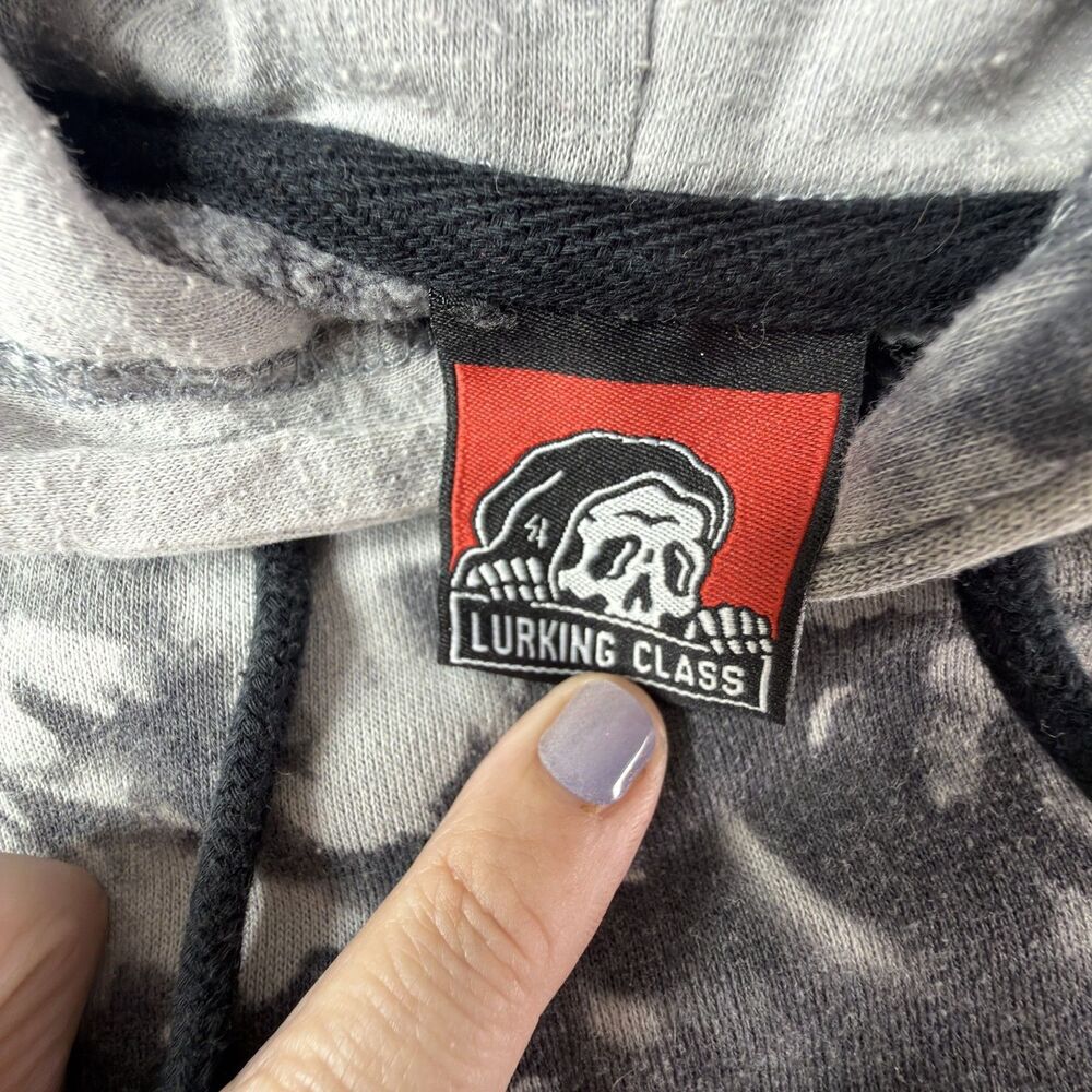 lurking class hoodie med/lg gray back tie dye skull graphic streetwear skater - Picture 7 of 11